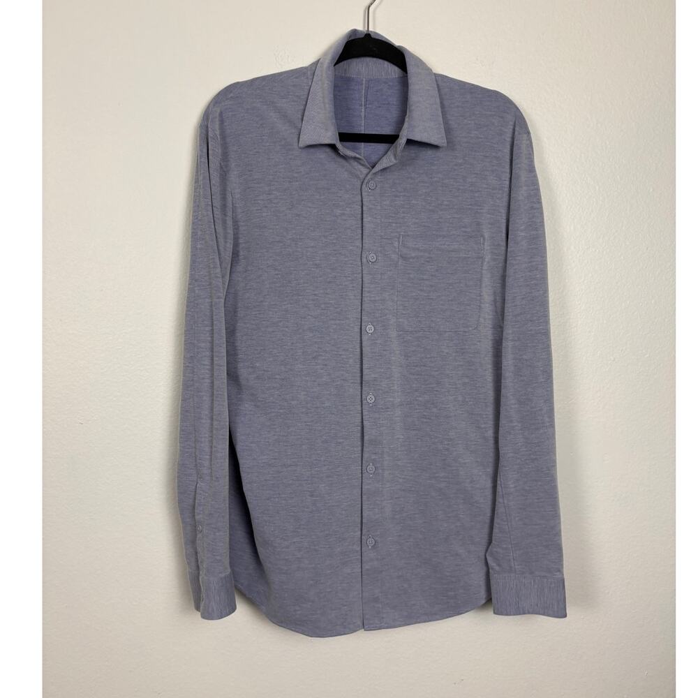 Lululemon Commission Long Sleeve Button Down Qwick Oxford Harbor Large